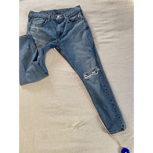 Levi's 512 Slim Taper Jeans Medium Wash Blue Denim Distressed Men's Size 32x29 - Picture 3 of 13